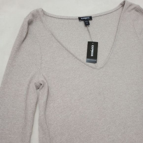NWT Express Long Sleeve Ribbed V-neck Dress, size Medium - Picture 4 of 13